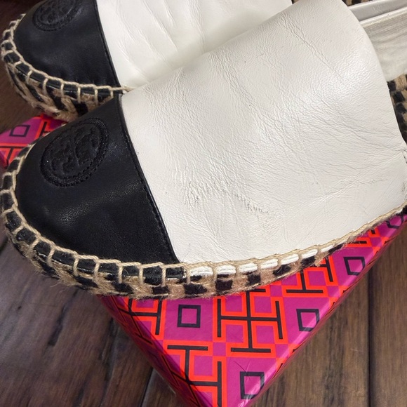 Tory Burch Nappa Leather Espadrille Flats - Ivory/Black - Size 10.5 - Picture 11 of 14